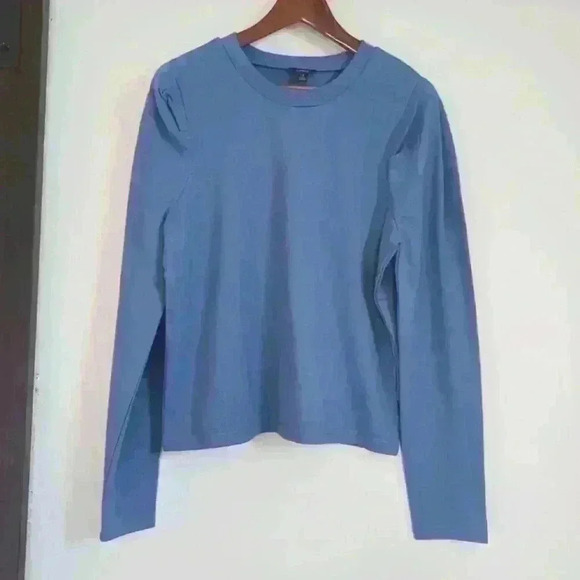 🌴2/$25🌴BUFFALO | David Bitton Forever Blue Pullover Ruffled Shoulder Sweater - Picture 1 of 3